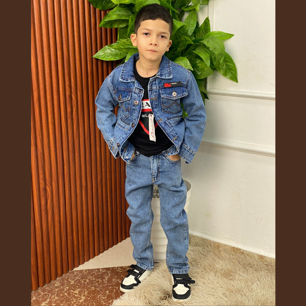 طقم جينز عصري للبنات والأولاد